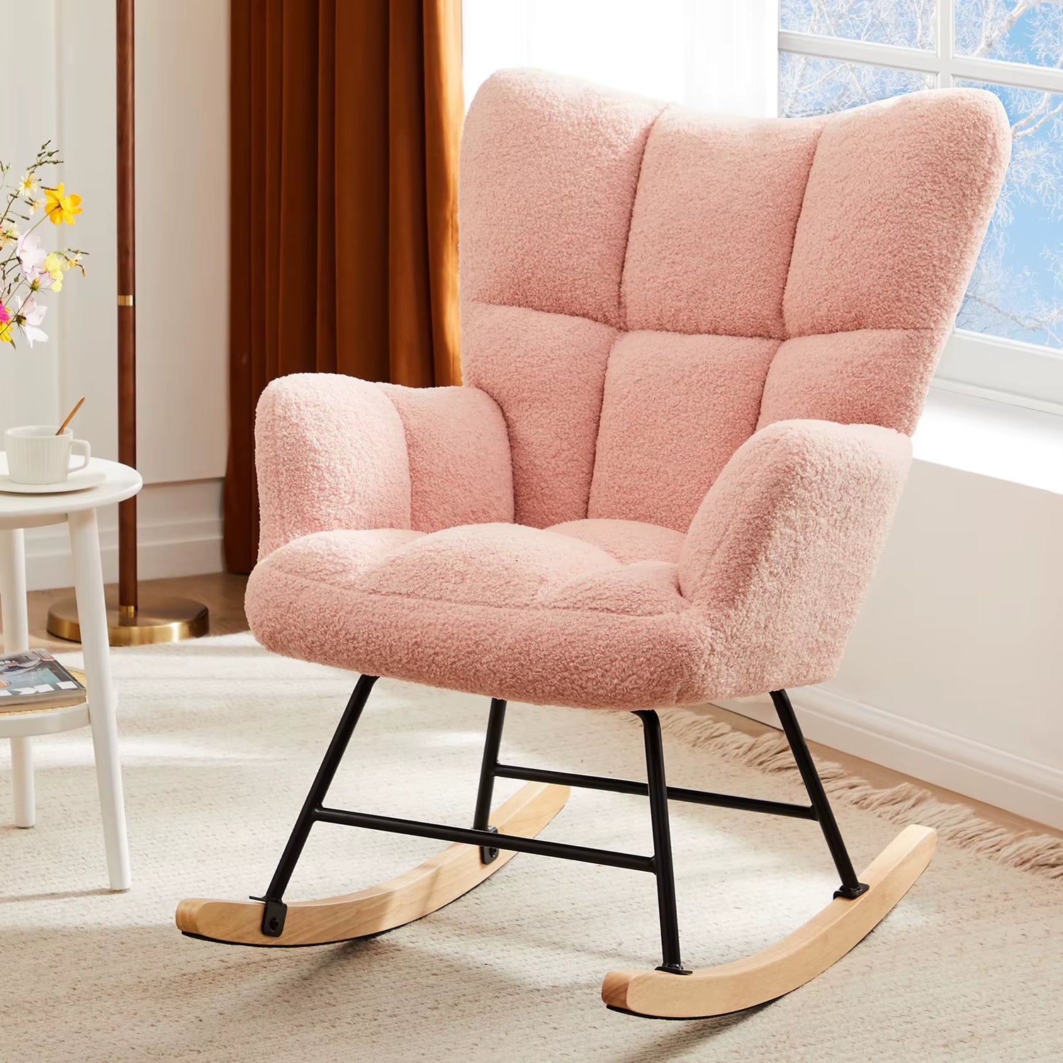 Teddy Fabric Upholstered Glider