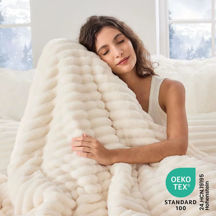 Queen 3 Pcs Cream White Comforter Set